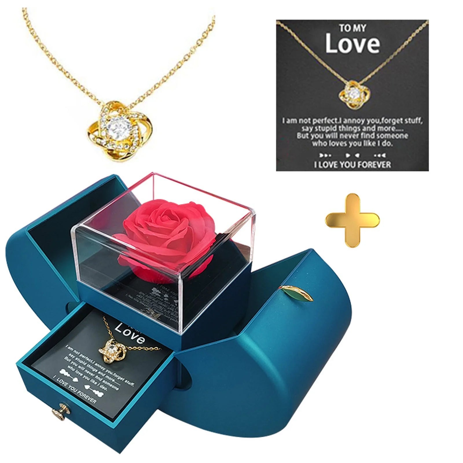 Chamoist - preserved Love Rose - 'I Love You' Necklace - Trendy Goods