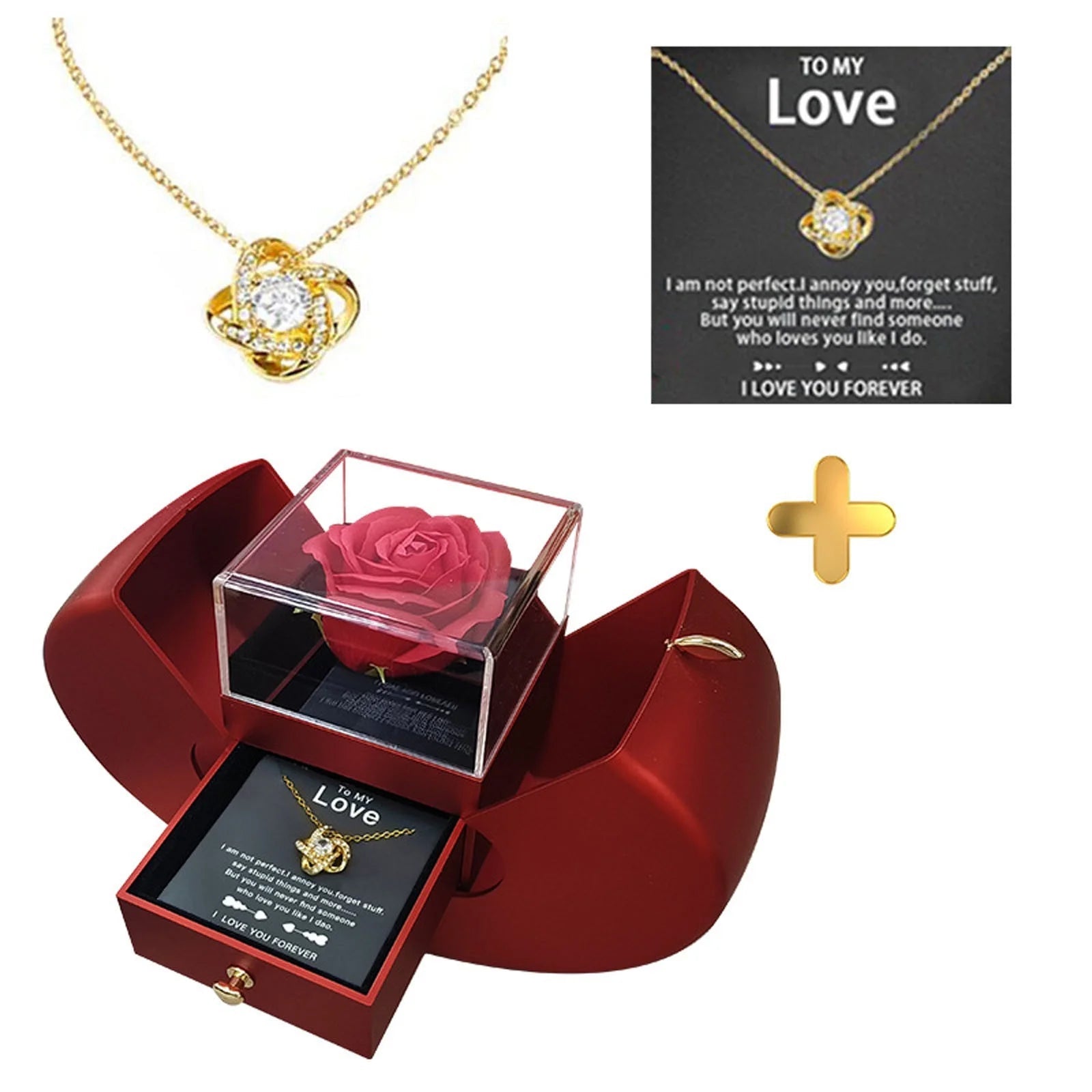 Chamoist - preserved Love Rose - 'I Love You' Necklace - Trendy Goods